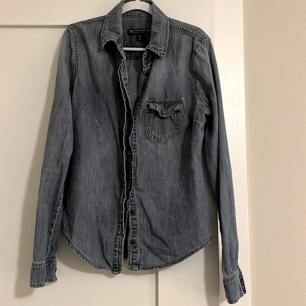 Kardashian Kollection denim button up.